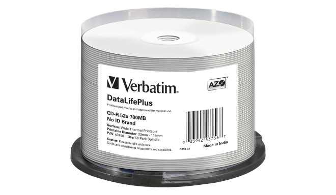 Verbatim CD-R 700MB 52x Wide Printable 50pcs Cake Box