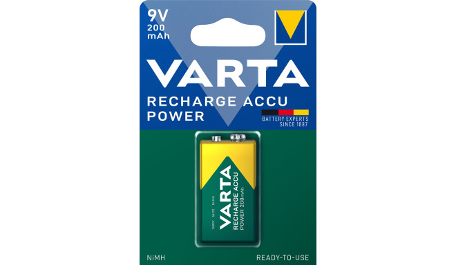 1 Varta Rechargeable Accu E Ready2Use NiMH 9V-Block 200 mAh