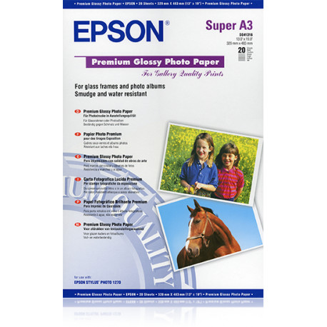 EPSON Premium Glossy Photo Paper A3, 250g/m2, 20 sheets