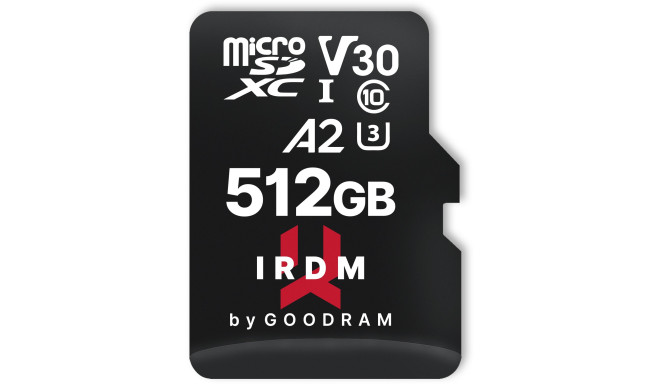 Goodram mälukaart microSDXC 512GB IRDM V30 UHS-I U3 + adapter