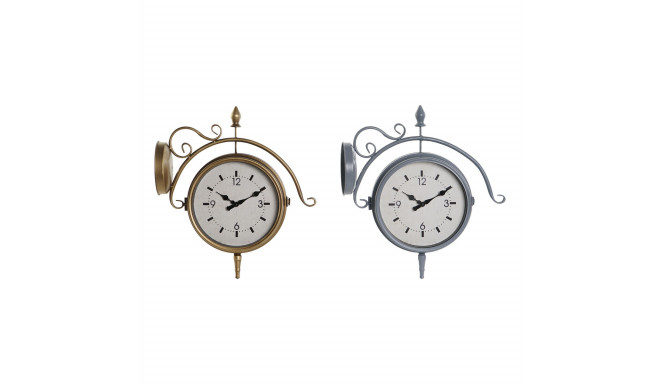 Wall Clock DKD Home Decor 43 x 14,5 x 47 cm Crystal Grey Golden Iron Traditional (2 Units)