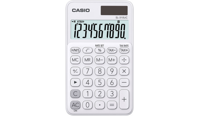 CASIO CALCULATOR, POCKET SL-310UC-WE WHITE, 10 DIGIT DISPLAY