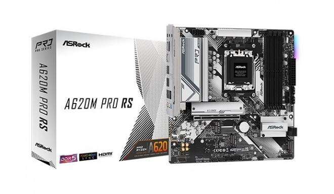 ASRock mainboard A620M PRO RS AM5 4DDR5 HDMI/DP M.2 mATX