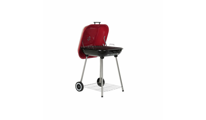 Coal Barbecue with Cover and Wheels DKD Home Decor Red Black Metal Steel 30 x 40 cm 60 x 57 x 80 cm 