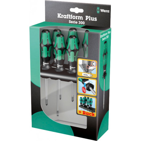 Wera Kraftform Plus Lasertip kruvikeerajate komplekt – 6-osaline SL/PH/PZ, hoidikuga
