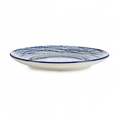 Flat plate Stripes Porcelain Blue White 24 x 2,8 x 24 cm