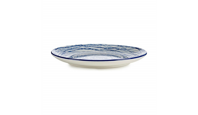 Flat plate Stripes Porcelain Blue White 24 x 2,8 x 24 cm