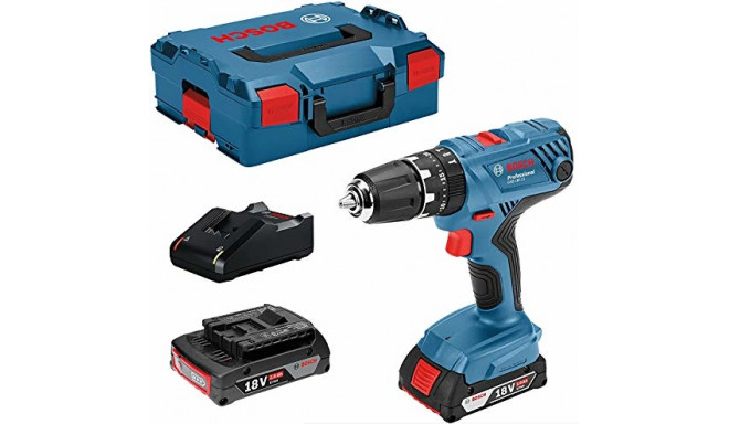 Bosch cordless drill driver GSR 18V-21 Professional solo, 18Volt (blue / black, L-BOXX, 2x Li-ion ba