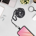 CRYSTAL DIAMOND pendant for the phone / cord length 74cm (37cm in the loop) / on neck - black