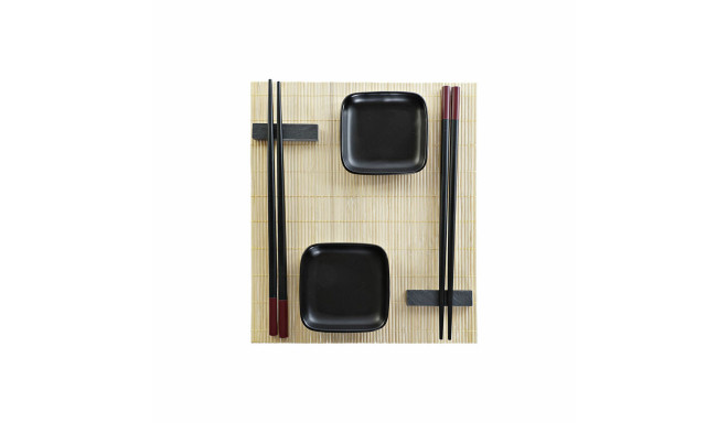 Sushi Set DKD Home Decor Black Natural Metal Bamboo Stoneware Oriental 30 x 40 cm 27,8 x 17,8 x 3 cm