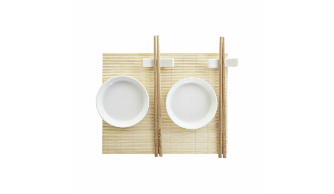 Sushi Komplekt DKD Home Decor Bambus Plastmass Keraamika Valge Naturaalne Idamaine 28,8 x 19,8 x 3 c