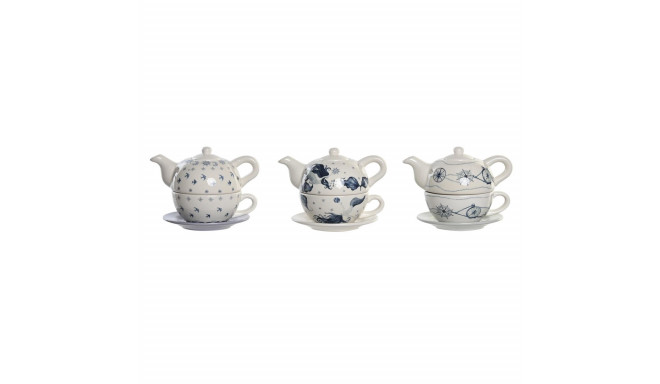 Tea Set DKD Home Decor Blue White 750 ml Dolomite (3 Units)