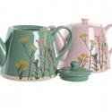 Teapot DKD Home Decor Pink Green Stoneware (2 Units)