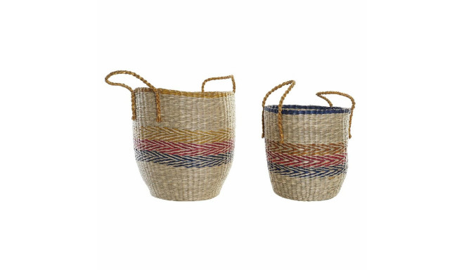 Basket set DKD Home Decor Orange Green Seagrass (35 x 22 x 46 cm) (2 pcs)