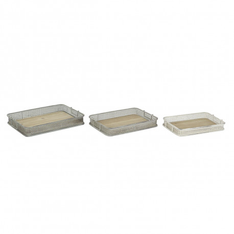 Paplāšu Komplekts DKD Home Decor 53 x 38 x 8 cm Metāls Daudzkrāsains (3 gb.)