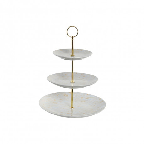 Puuviljakauss DKD Home Decor 27 x 27 x 34 cm Portselan Sinine Roosa Metall