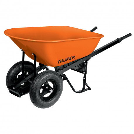 Truper 118L wheelbarrow with metal tray and dual wheels (3pcs)