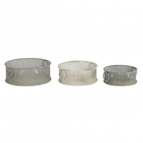 Dekoratiivsete karpide komplekt DKD Home Decor Mitmevärviline Metall Vintage (3 Tükid, osad)