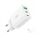 XO wall charger L101 PD QC 2x USB-C 1x USB white + USB-C - Lightning cable