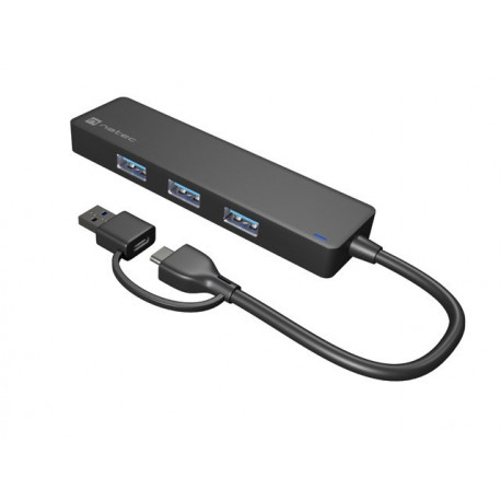 NATEC HUB USB-C 3.0 MAYFLY 4-PORTS + USB-A ADAPTER