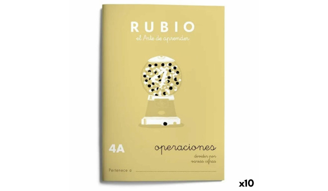 Maths exercise book Rubio Nº4A A5 Spanish 20 Sheets (10 Units)