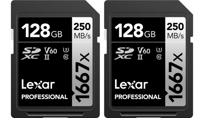 Lexar SDXC Pro 1667X UHS-II U3 R250/W120 (V60) 128G - 2pack