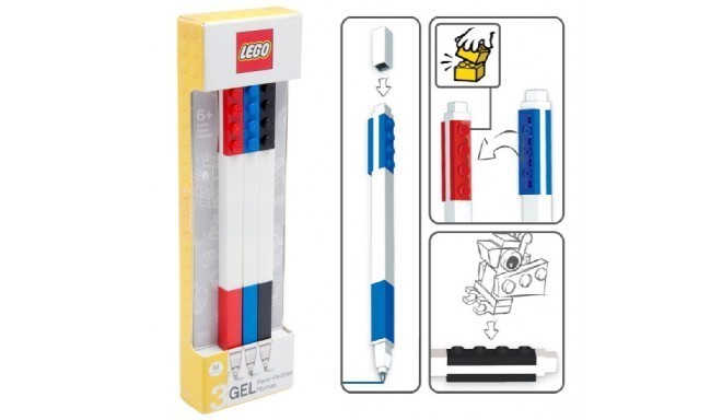 LEGO Stationery - Colored Gel Pens 3 Pack with Building Bricks