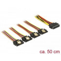 DeLOCK 60158 SATA cable 0.5 m SATA 15-pin 4 x SATA 15-pin Multicolour