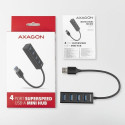 Axagon HUE-M1A interface hub USB 3.2 Gen 1 (3.1 Gen 1) Type-A 5000 Mbit/s Black