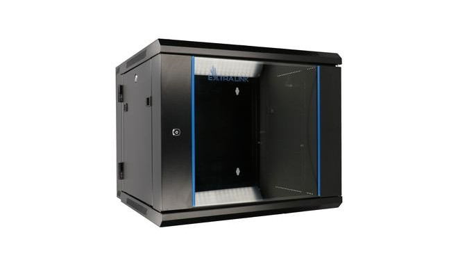 Extralink Rackmount cabinet 9U 600x600 AZH Black wall mounted, swing type