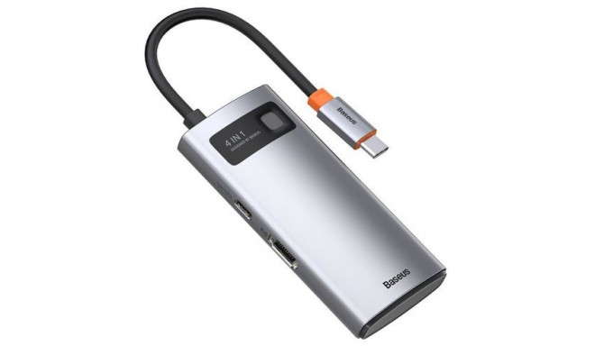 Baseus Metal Gleam Series 4-in-1 USB-C Hub mobile device dock station Tablet/Smartphone Silver
