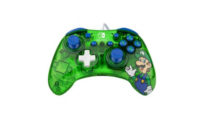 PDP Rock Candy: Luigi Lime Blue, Green, Translucent USB Gamepad Analogue / Digital Nintendo Switch, 