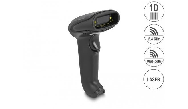 DeLOCK Barcode Scanner 1D Laser for 2.4 GHz, Bluetooth or USB