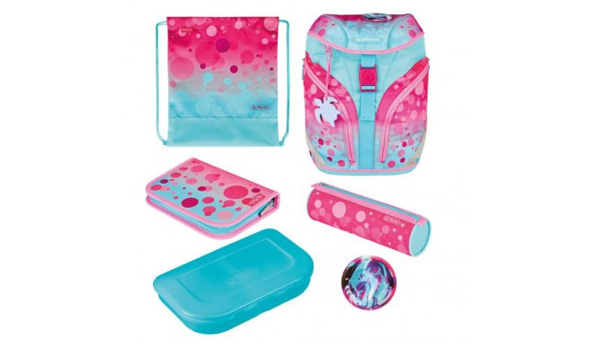 Herlitz SoftLight Plus GreenLine Pink Bubbles school bag set Girl Polyester Blue, Pink