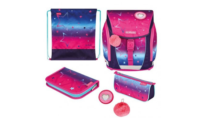 Herlitz FiloLight Plus Pink Stars school bag set Girl Polyester Blue, Pink