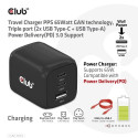 CLUB3D Travel Charger PPS 65Watt GAN technology, Triple port (2x USB Type-C + USB Type-A) Power Deli