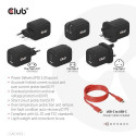 CLUB3D Travel Charger PPS 65Watt GAN technology, Triple port (2x USB Type-C + USB Type-A) Power Deli