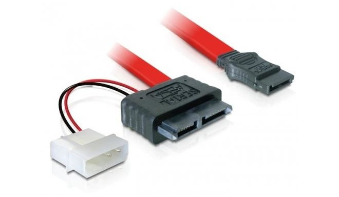 DeLOCK Cable SATA Slimline female + 2pin power &gt; SATA SATA cable 0.3 m Red