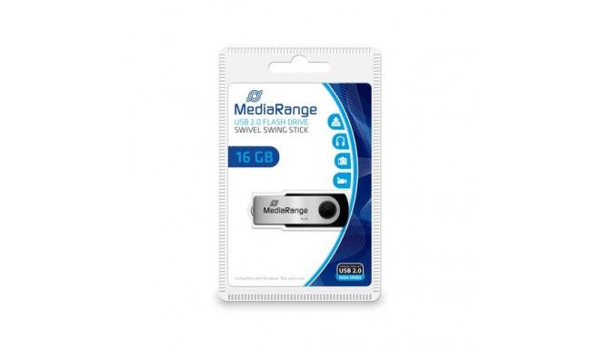 MediaRange MR910 USB flash drive 16 GB USB Type-A / Micro-USB 2.0 Black, Silver