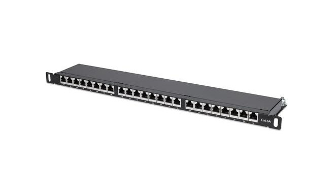 Intellinet Patch Panel, Cat6a, FTP, 24-Port, 19&quot;, 0.5U, Shielded, 90° Top-Entry Punch Down 