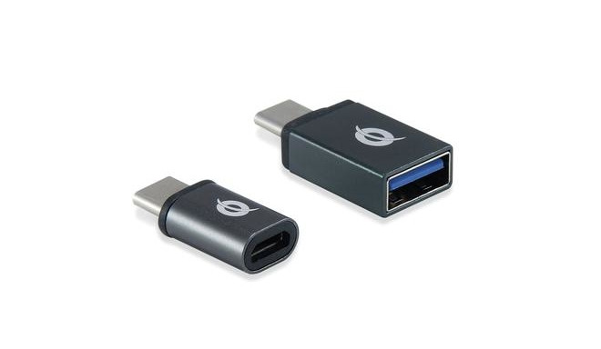 Conceptronic DONN04G USB-C to USB A/MicroB OTG Adapter 2-Pack, 10Gbps (C-A), 480Mbps (C-MicroUSB)