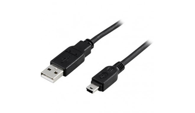 Deltaco USB 2.0 Cable A/mini B, 1m USB cable USB A Mini-USB B Black