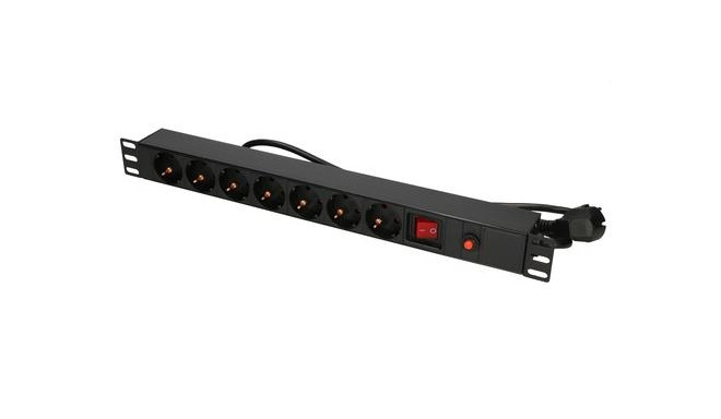 Extralink Power strip EXPDU7EU SW 19&quot; 1U, 7 EU sockets, with switch, 2m