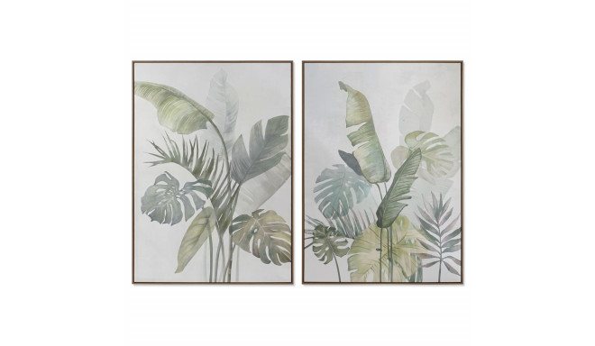 Canvas DKD Home Decor White Green Palms Tropical 100 x 4 x 140 cm (2 Units)