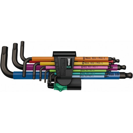 HEX-Plus L-key set 9pcs Wera 950/9 1.5-10mm, multicolour, BlackLaser