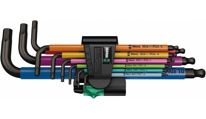 HEX-Plus L-key set 9pcs Wera 950/9 1.5-10mm, multicolour, BlackLaser