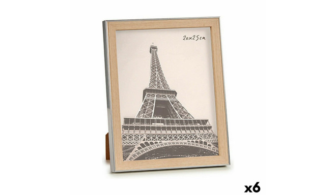 Photo frame 23 x 27 x 2 cm Silver Brown Plastic Glass (6 Units)