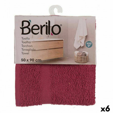 Bath towel Berilo 5312 5312 Maroon 80 % cotton 20 % Polyester 50 x 0,5 x 90 cm 25 x 3 x 22 cm (6 Uni