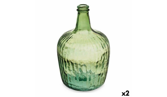Bottle 2255/08R-G Green Stripes 8 L 19,5 x 35,5 x 19,5 cm Decoration (2 Units)
