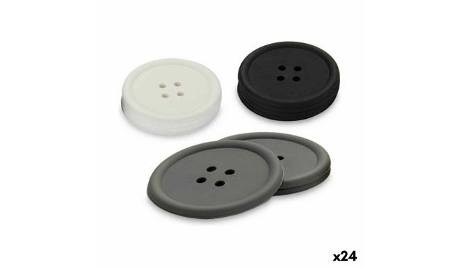 Coasters Kinvara CH52542-13-D White Black Grey Silicone Button 8,8 x 8,8 x 0,05 cm Set (24 Units)